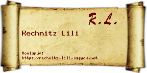 Rechnitz Lili névjegykártya